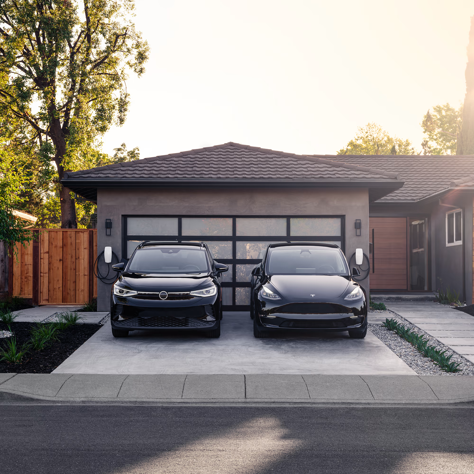 Electric vehicles in driveway